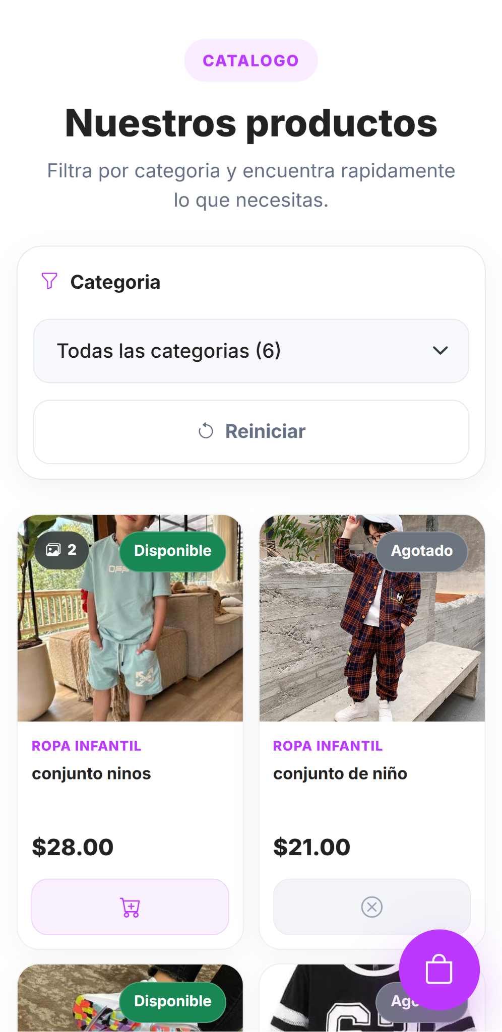 Catálogo móvil creado con STYLO