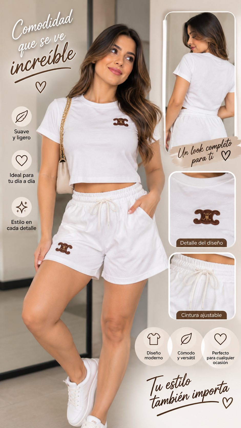 Conjunto Blanco "Comodidad Increíble" – Top & Short